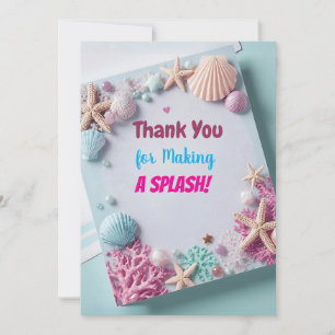 Modern Mermaid Birthday Stickers – Thanks for Maki Thank You Card