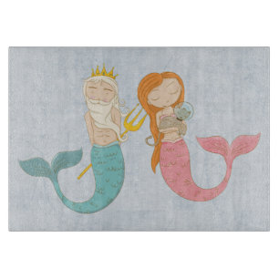 Modern Mermaid Couple Cutting Board