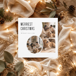 Modern Merriest Christmas 3 Photo Family Christmas Holiday Card