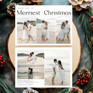 Modern Merriest Christmas Couples Photo Holiday Card