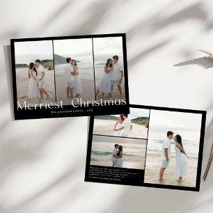 Modern Merriest Christmas Couples Photo Holiday Card