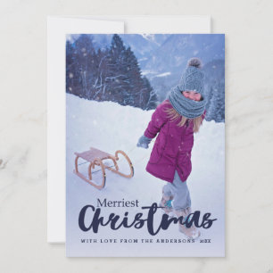 Modern Merriest Christmas Script Holiday Photo Card