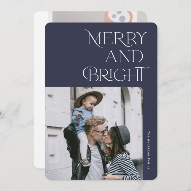 Modern Merry and Bright Christmas Holiday Photos (Front/Back)