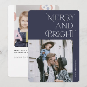 Modern Merry and Bright Christmas Holiday Photos Card