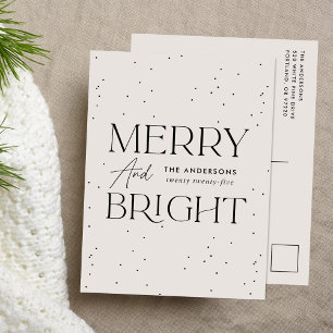Modern Merry and Bright Cream Non-Photo Holiday Postcard