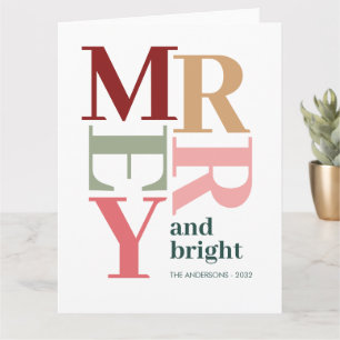 Modern Merry and Bright Custom Christmas  Holiday Card