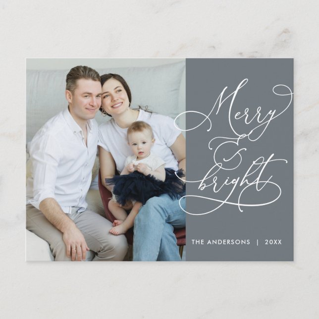Modern, Merry and Bright Family Photo Card (Front)