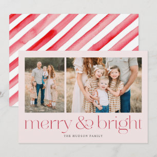 Modern Merry and Bright Red Minimal Holiday Card