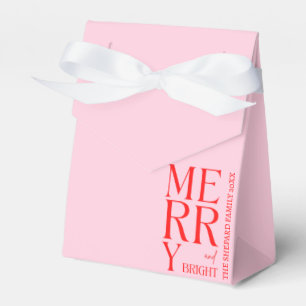 Modern Merry and Bright Red Pink Christmas  Favor Box