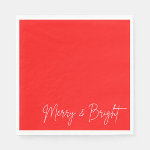 Modern Merry and Bright Red Pink Christmas Napkin