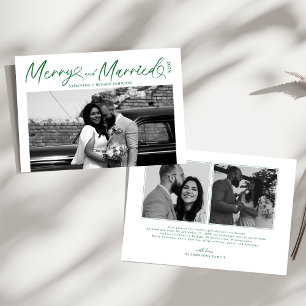 Modern Merry and Married Newlywed Script Christmas Holiday Card