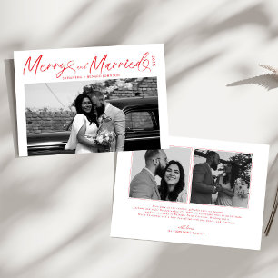 Modern Merry and Married Newlywed Script Christmas Holiday Card