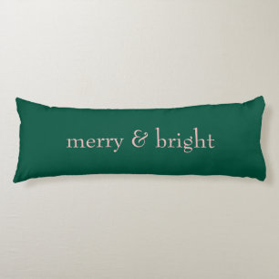 Modern Merry & Bright Christmas Holiday Green Pink Body Pillow
