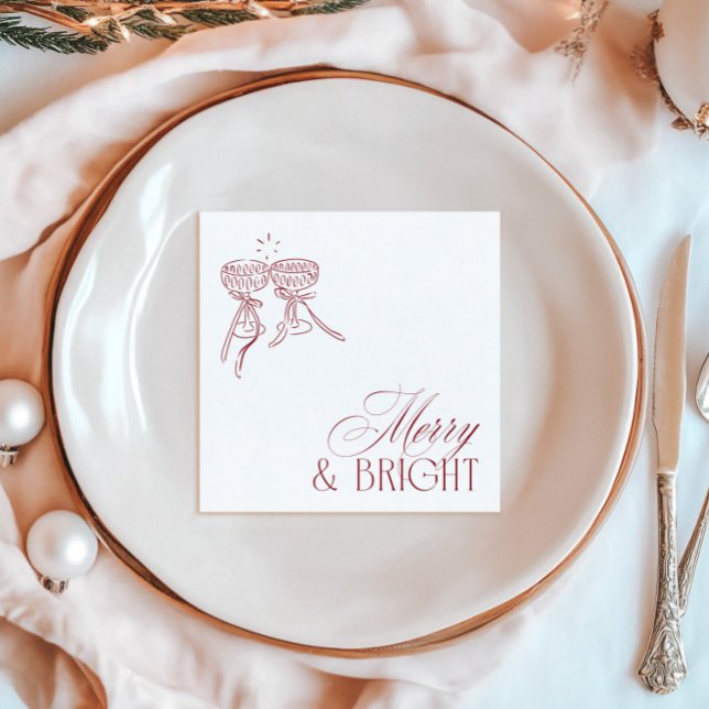 Modern Merry & Bright Christmas Holiday Party Napkin (Modern Merry & Bright Christmas Holiday Party Napkins)