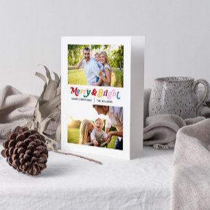 Modern Merry & Bright Colourful Bright 2 Photo Card