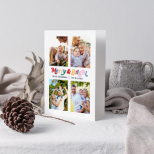 Modern Merry & Bright Colourful Bright 4 Photo Card