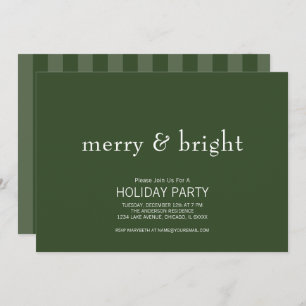 Modern Merry & Bright Green Christmas Holiday Invitation