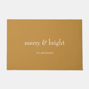 Modern Merry & Bright Holiday Gold Doormat