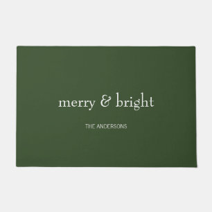 Modern Merry & Bright Holiday Green Doormat