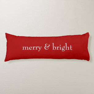 Modern Merry & Bright Red Christmas Holiday Body Pillow