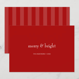 Modern Merry & Bright Red Christmas Holiday Card
