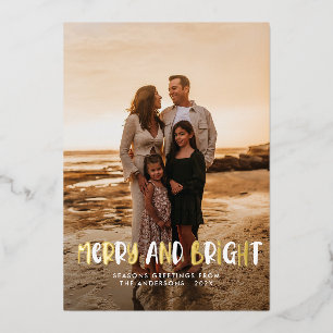 Modern Merry & Bright Retro Colourful Christmas Foil Holiday Card