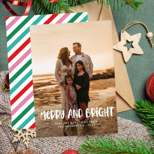 Modern Merry & Bright Retro Colourful Christmas Holiday Card
