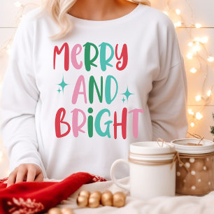 Modern Merry & Bright Retro Colourful Christmas Sweatshirt
