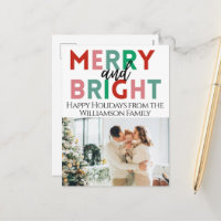 Modern Merry & Bright Simple Colourful One Photo
