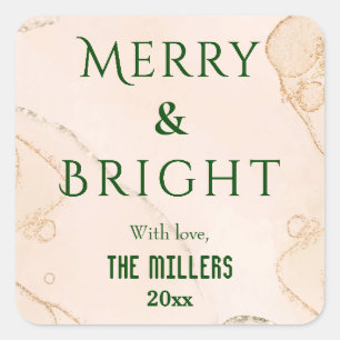 Modern Merry & Bright simple cute bold Christmas Square Sticker