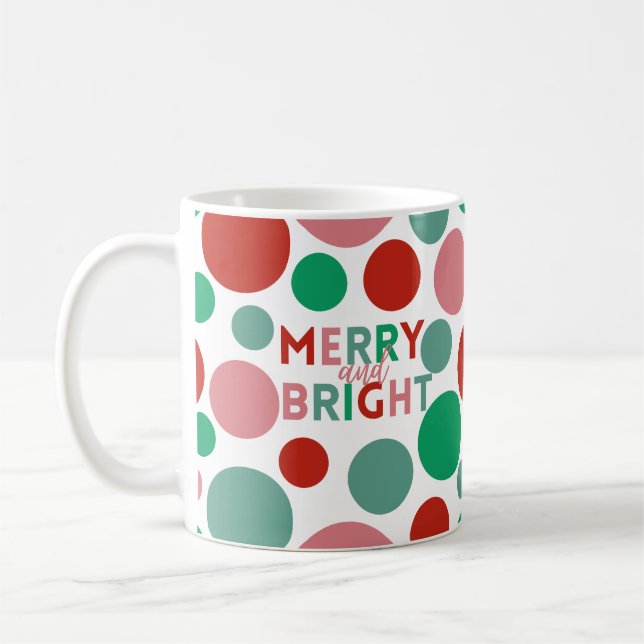 Modern Merry & Bright Simple Polka Dot Pattern Coffee Mug (Left)