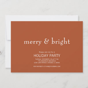 Modern Merry & Bright Terracotta Christmas Holiday Invitation