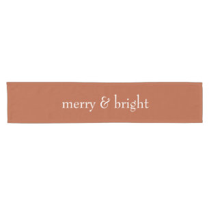 Modern Merry & Bright Terracotta Christmas Holiday Short Table Runner