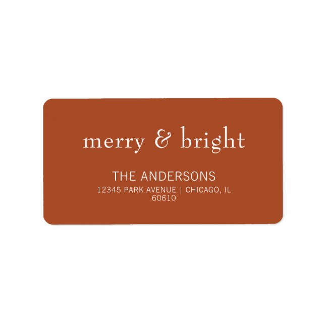 Modern Merry & Bright Terracotta Holiday Address  Label (Front)