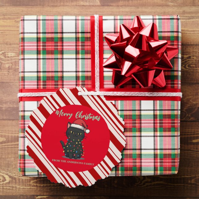 modern merry cat christmas tree kitten CatMAS patt Ornament Card (Insitu (Gift))