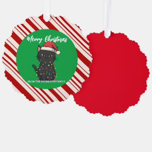 modern merry cat christmas tree kitten CatMAS patt Ornament Card