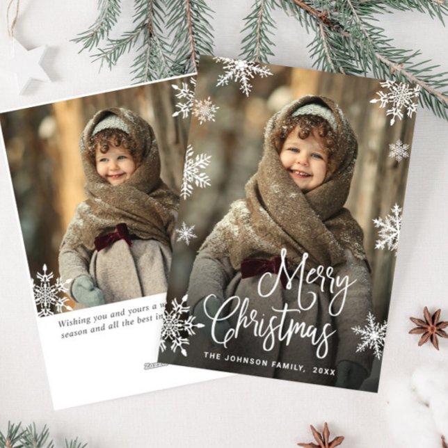 Modern Merry Christmas 2 PHOTO Greeting Holiday Card (Creator Uploaded)