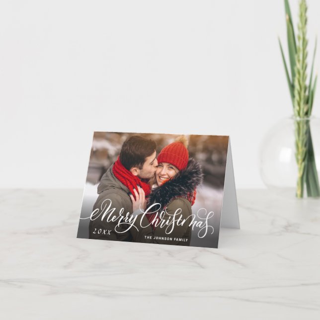 Modern Merry Christmas 3 PHOTO Greeting Holiday Card (Front)