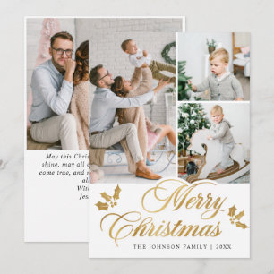 Modern Merry Christmas 4 PHOTO Greeting Holiday Card