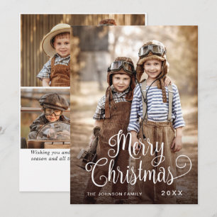 Modern Merry Christmas 4 PHOTO Greeting Holiday Card