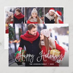 Modern Merry Christmas 4 PHOTO Greeting Holiday Card