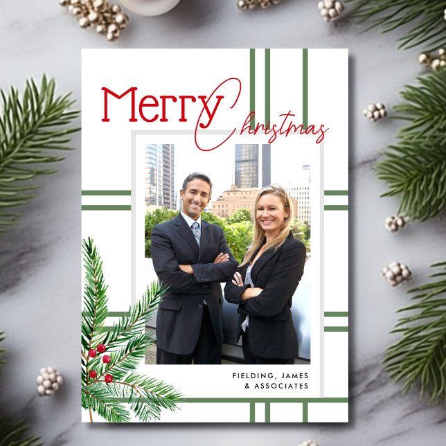 Modern Merry Christmas Business Photo Holiday Card (Creator Uploaded)
