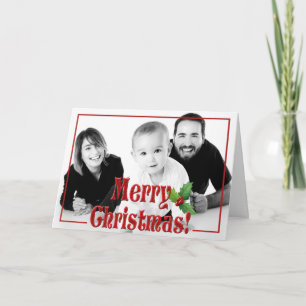 Modern Merry Christmas Custom Photo Holiday Card