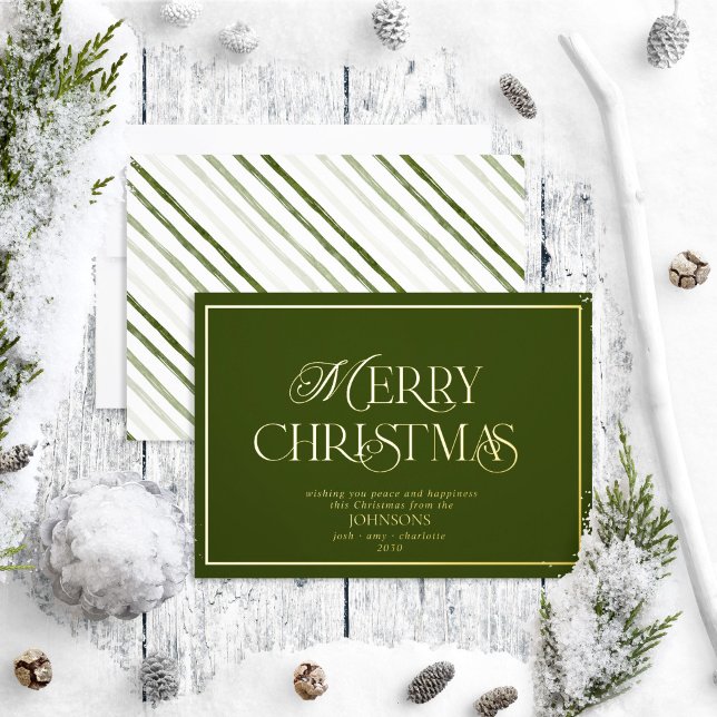 Modern Merry Christmas Dark Green Foil Holiday Card (Creator Uploaded)
