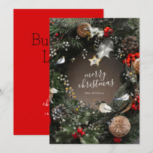Modern Merry Christmas Door Wreath Corporate Holiday Card