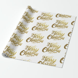 Modern Merry Christmas Elegant Gold Script Holiday Wrapping Paper