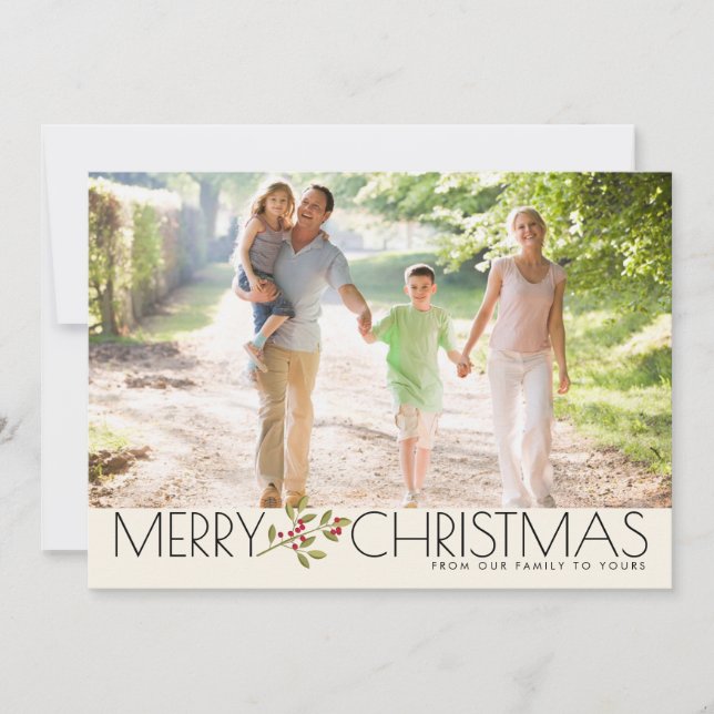 Modern Merry Christmas Family Photo Greeting Holiday Card (Front)