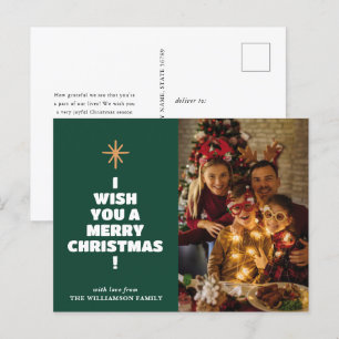 Modern Merry Christmas Family Photo Postcards
