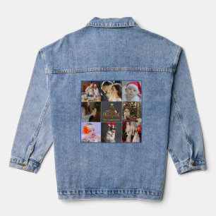Modern Merry Christmas Family Photo Rustic Denim Jacket