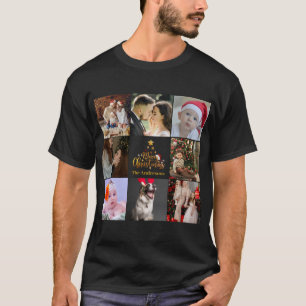 Modern Merry Christmas Family Photo Rustic T-Shirt